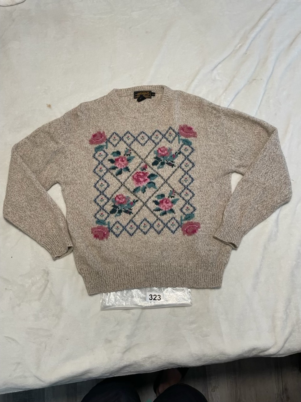 Eddie Bauer Cream-Beige Wool Blend Knit Sweater